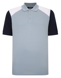 Bigdude Colour Block Twill Polo Shirt Pale Blue